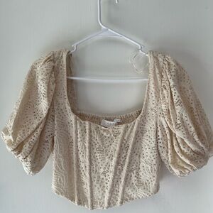 ASTR the Label Off-White Lace Corset Crop Top